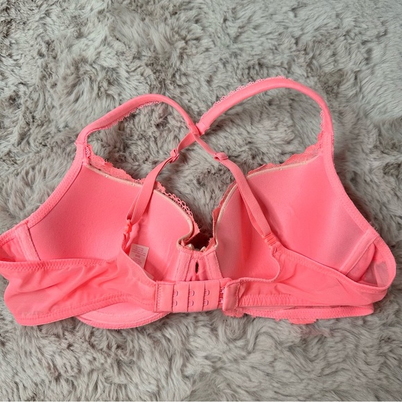 Victoria's Secret Body By Victoria Hot Pink Coral Lace & Gemstone Lined Demi Bra - Picture 8 of 11